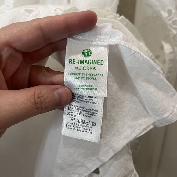 J. Crew Factory Womens Eyelet Tiered Long Sleeve Top Size XS White Keyhole - Picture 8 of 12